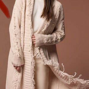 NWT GORGEOUS Women's Tribal Pearl Embroidered Cardigan Medium $144